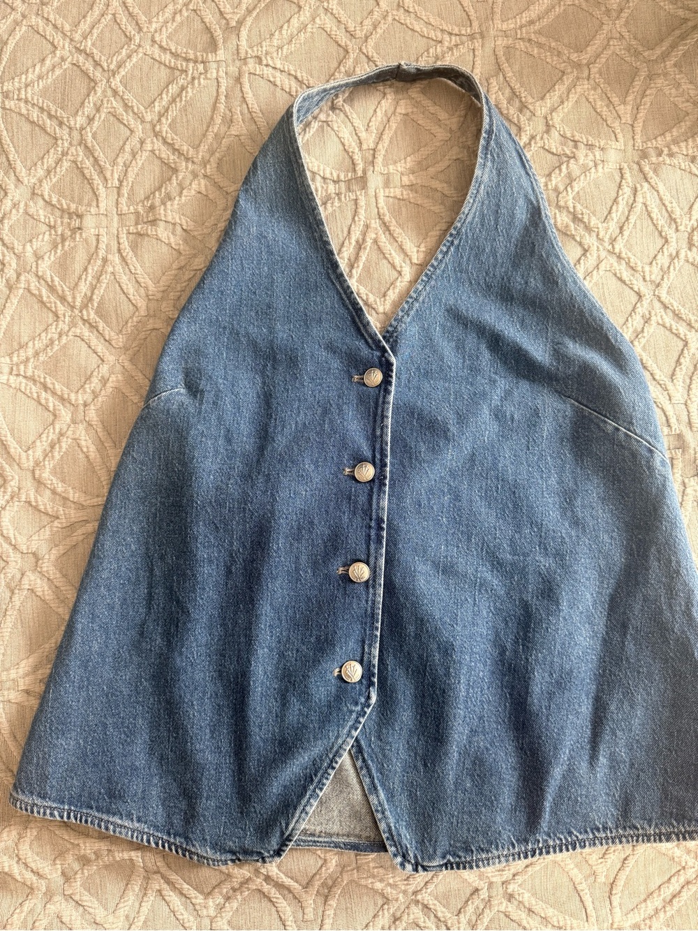 rag & bone Blue Denim Halter Vest - Button-Front